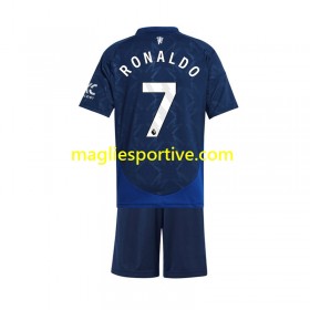 Completo Calcio Manchester United Cristiano Ronaldo 7 Bambino Divisa Trasferta 2024-2025